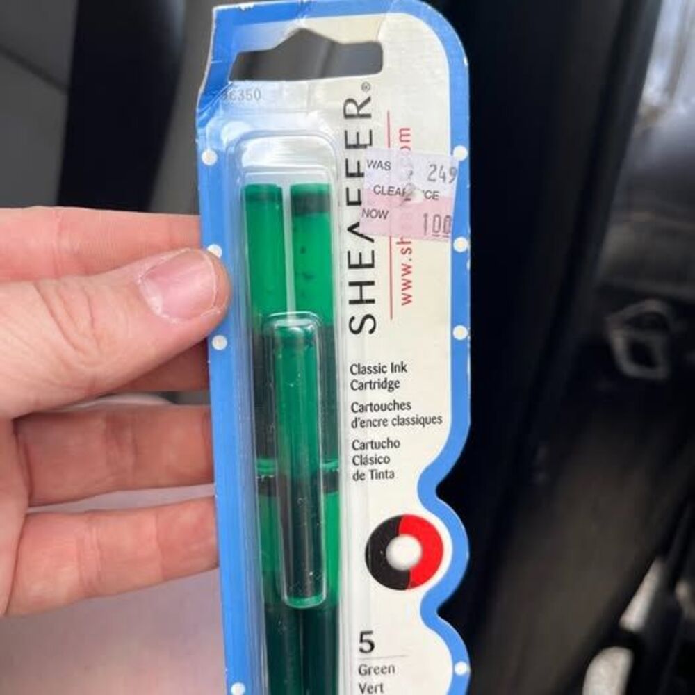 Sheaffer Classic Fountain Pen Ink Cartridges, Green, 5 Pack